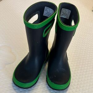 Bogs Kids Black and Green Rain Boots
